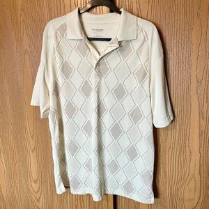 ROUNDTREE & YORKE PERFORMANCE MEN’S SIZE L GOLF POLO IVORY SHORT SLEEVE SHIRT